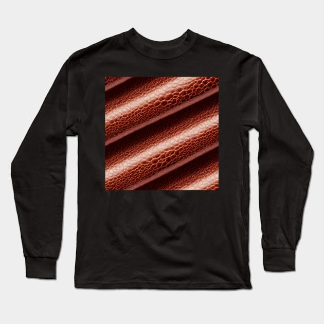 Brown Imitation leather stripes, natural and ecological leather print #20 Long Sleeve T-Shirt by Endless-Designs
